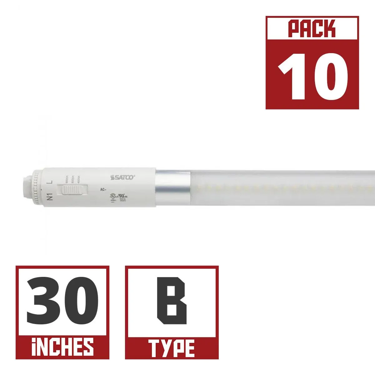 10 Pack - 30 Inch LED T8 Sign Tube, 11 Watts, 1600 Lumens, 40K|50K|65K, 360°