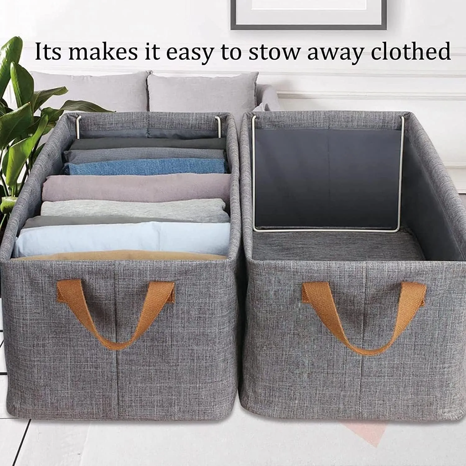 2 Pac Storage Baskets for Organizing, Fabric Storage Bins for Clothes