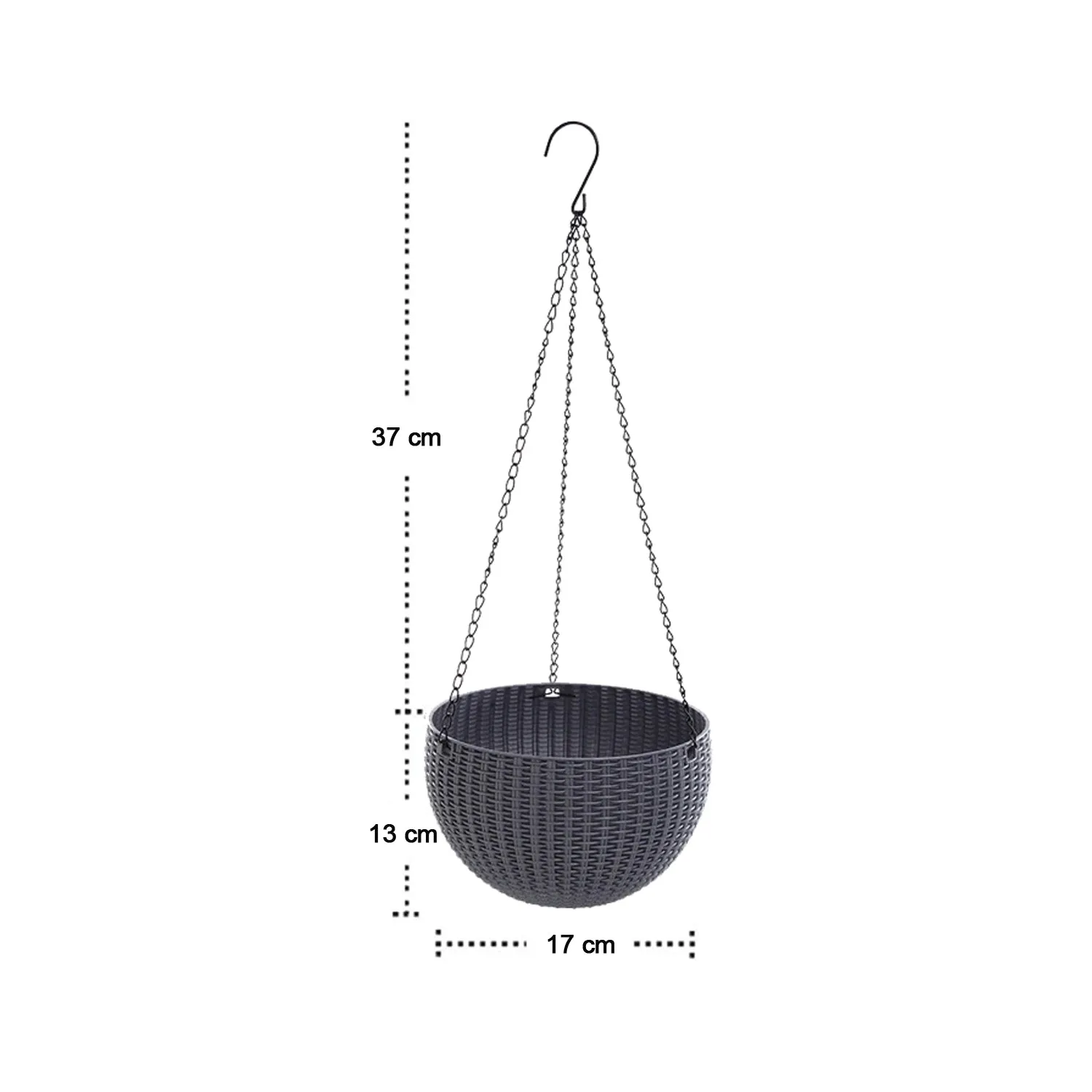 4708 Plastic Hanging Flower Pot and Flower Pot with Chain (6 Pc)