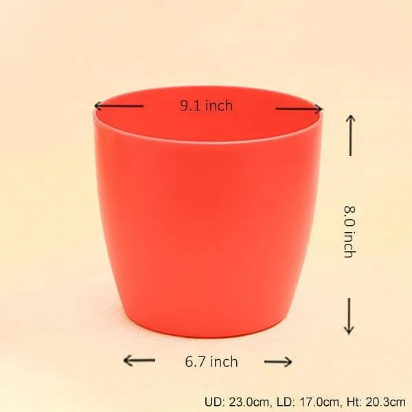 9.1 inch (23 cm) Ronda No. 2320 Round Plastic Planter (Red) (set of 3)