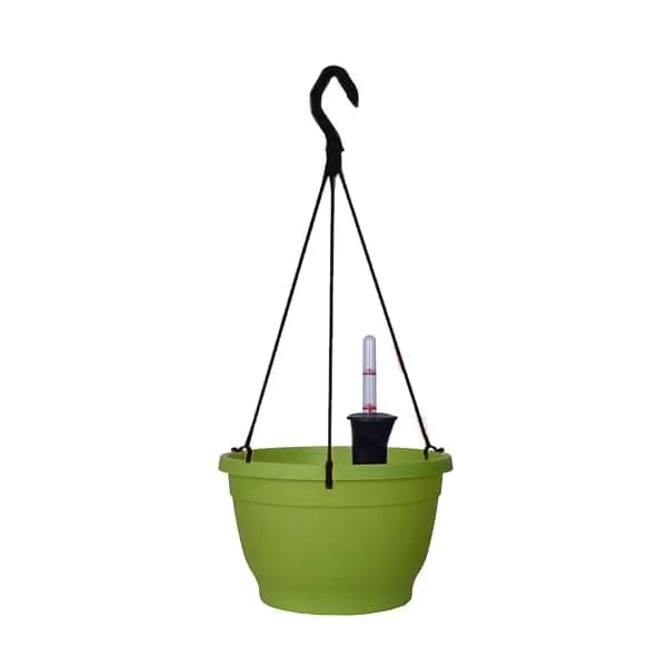 9.8 inch (25 cm) Tuka No. 25 Self Watering Hanging Round Plastic Planter (Green) (set of 3)