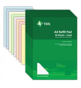 A5 8mm Lined Coloured Paper Refill Pad