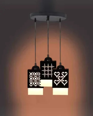 Ambiental Wooden Pendant 3 Lights Hallway Ceiling Lamp | 5 x 6 x 32 inches