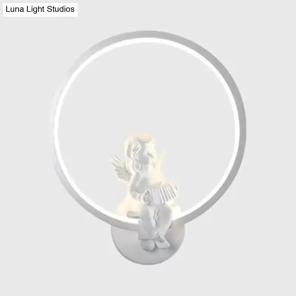 Art Ring Sconce Light: Little Angel Metal Resin Wall Lamp for Bedroom, Bathroom, Mirror