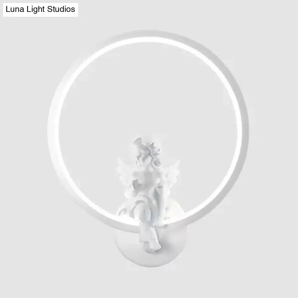 Art Ring Sconce Light: Little Angel Metal Resin Wall Lamp for Bedroom, Bathroom, Mirror