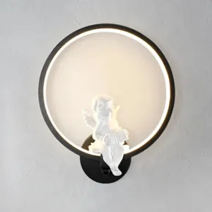 Art Ring Sconce Light: Little Angel Metal Resin Wall Lamp for Bedroom, Bathroom, Mirror