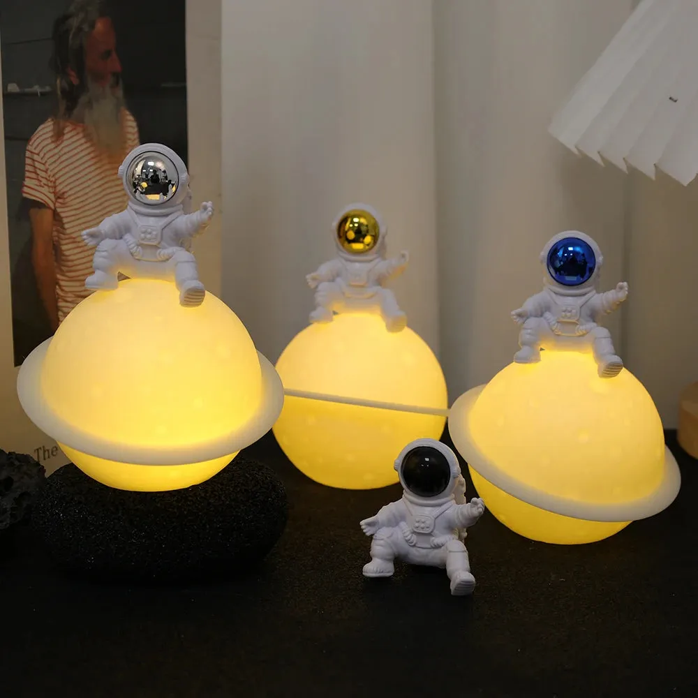 Astronaut Sitting in The Moon Night Light