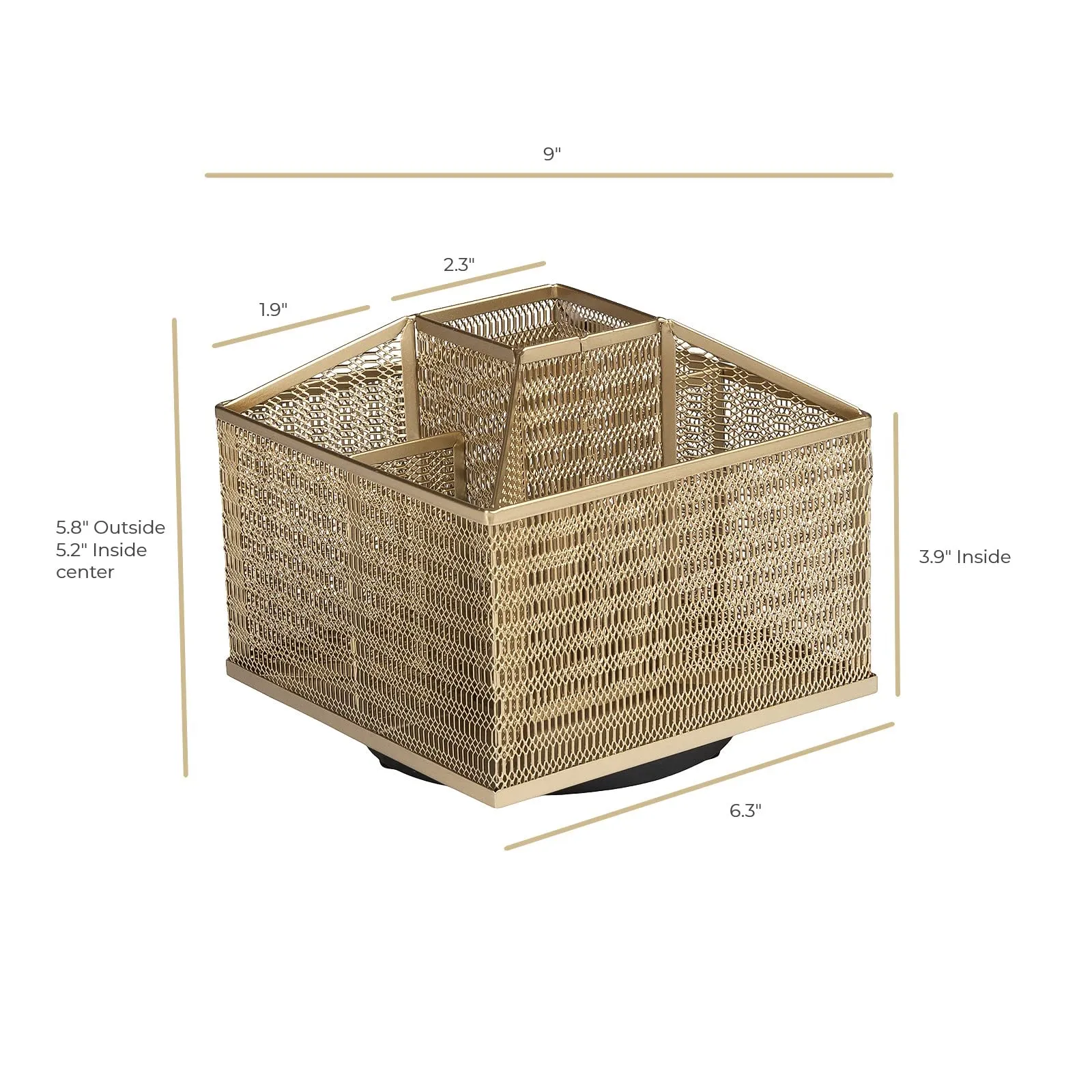 BLU MONACO Gold 360° Rotating Desk Organizer 7 Compartments for Pens Brushes