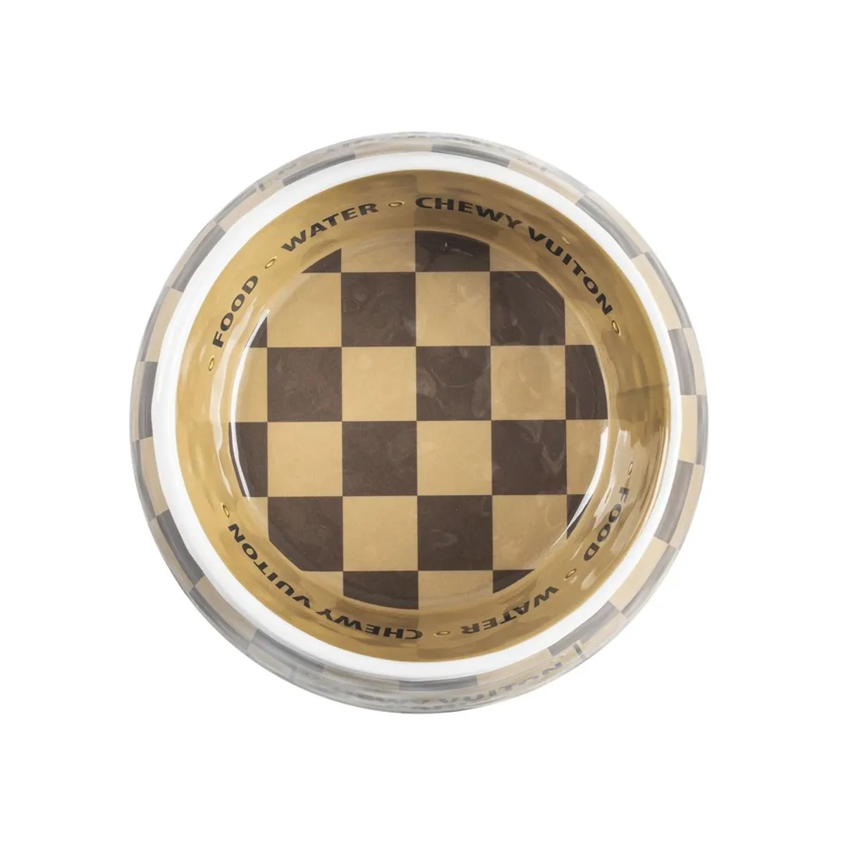 Checker Chewy Vuiton Pet Bowl