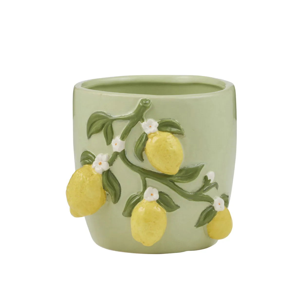 Citron Ceramic Pot Green/Yellow 19x15cm