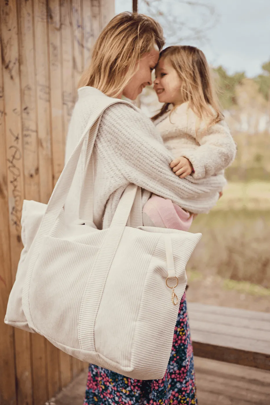 Corduroy Mom Bag Cream | Tote Bag