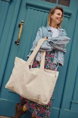 Corduroy Mom Bag Cream | Tote Bag