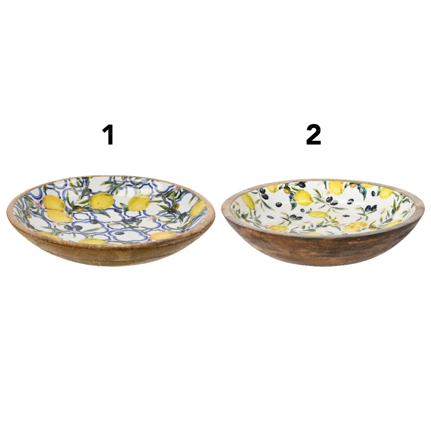 Decoris 30cm Lemon Mango Wood Large Bowl (Choice of 2)