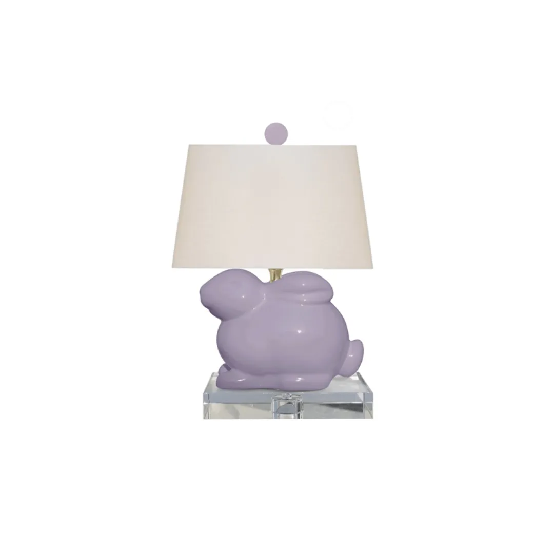 Enchanted Lavender Bunny Lamp with Crystal Base - Whimsical Illumination