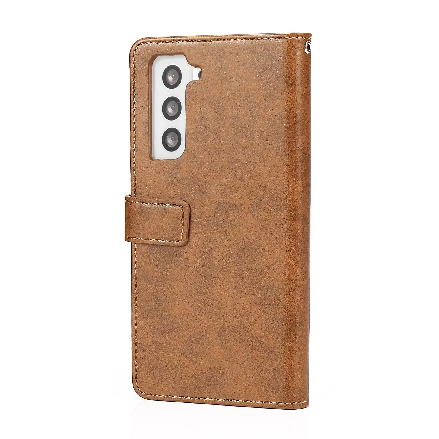 Folio Brown Leather Wallet Case - Samsung Galaxy S22 Plus