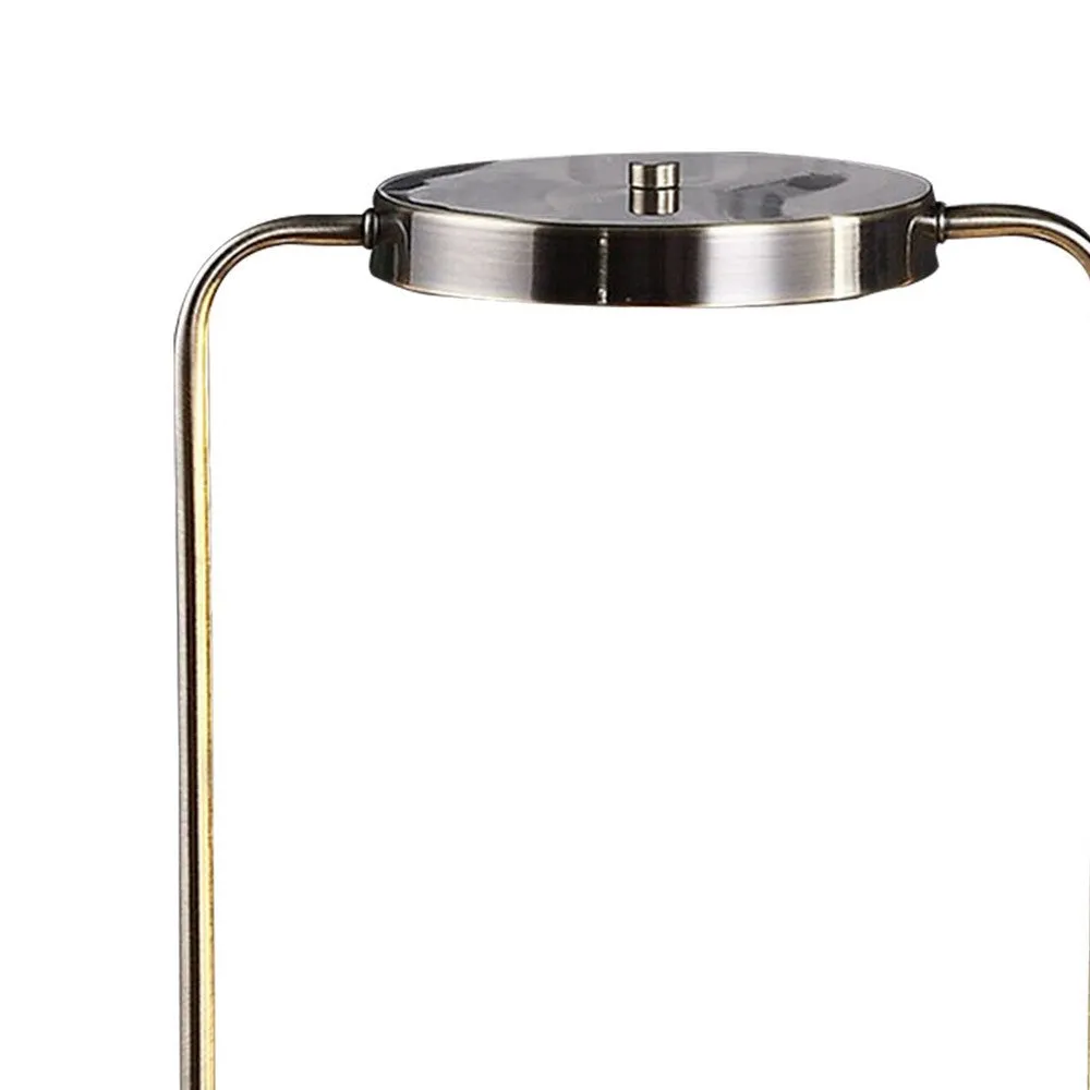 Gizo 21 Inch Table Lamp, LED Light, Wireless Charging, Metal Base, Brass By Casagear Home