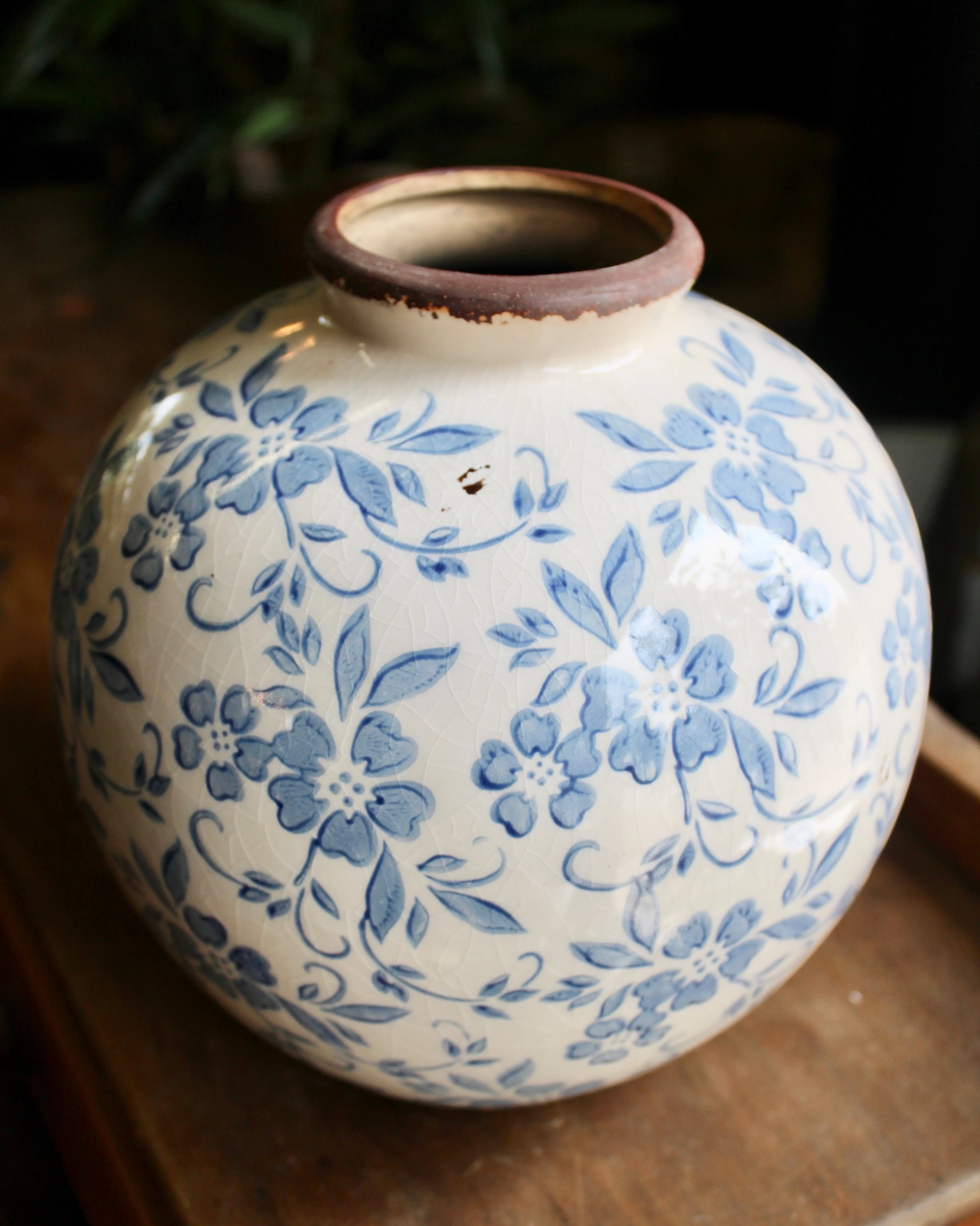 Glazed Terracotta Transferware Vase