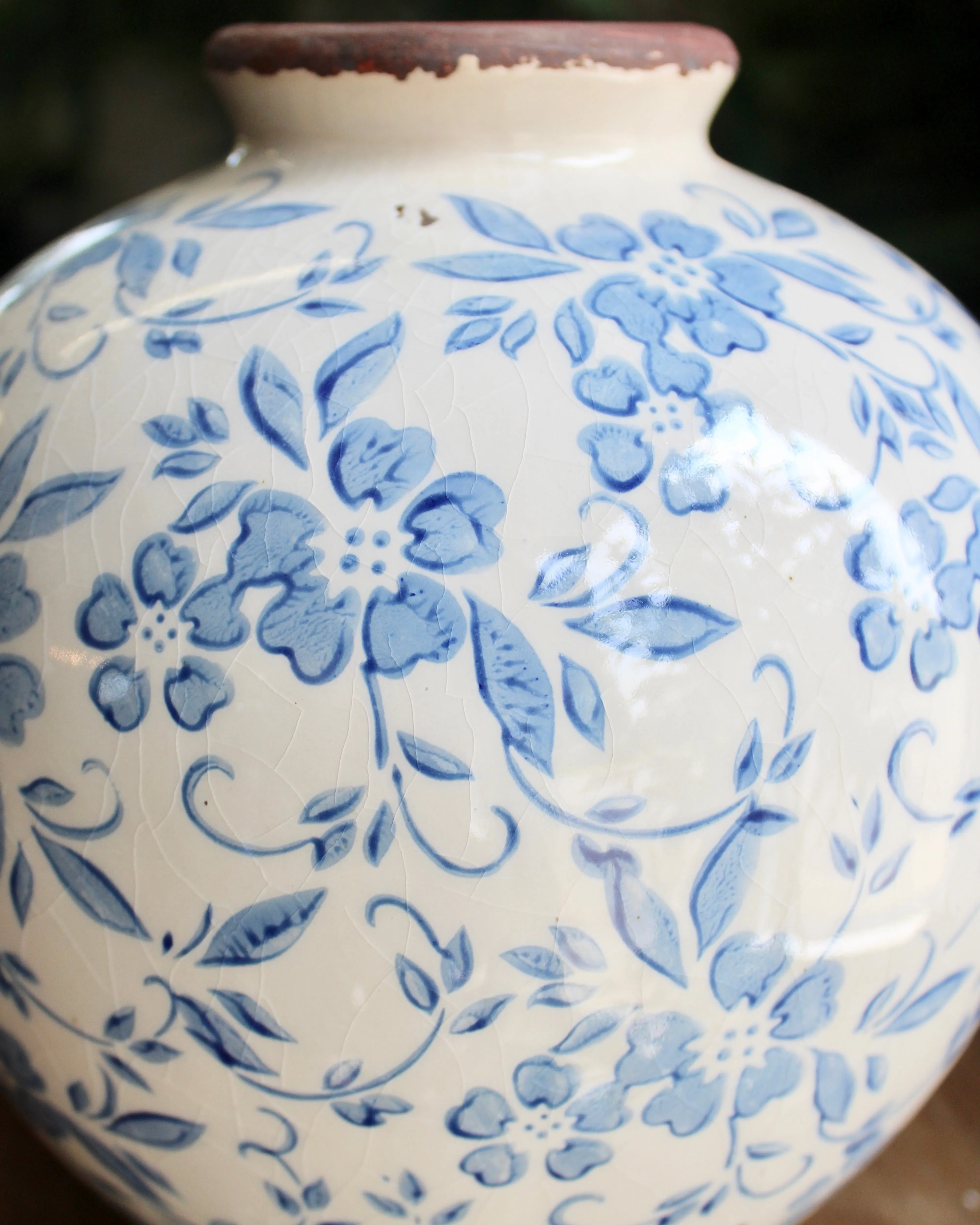 Glazed Terracotta Transferware Vase