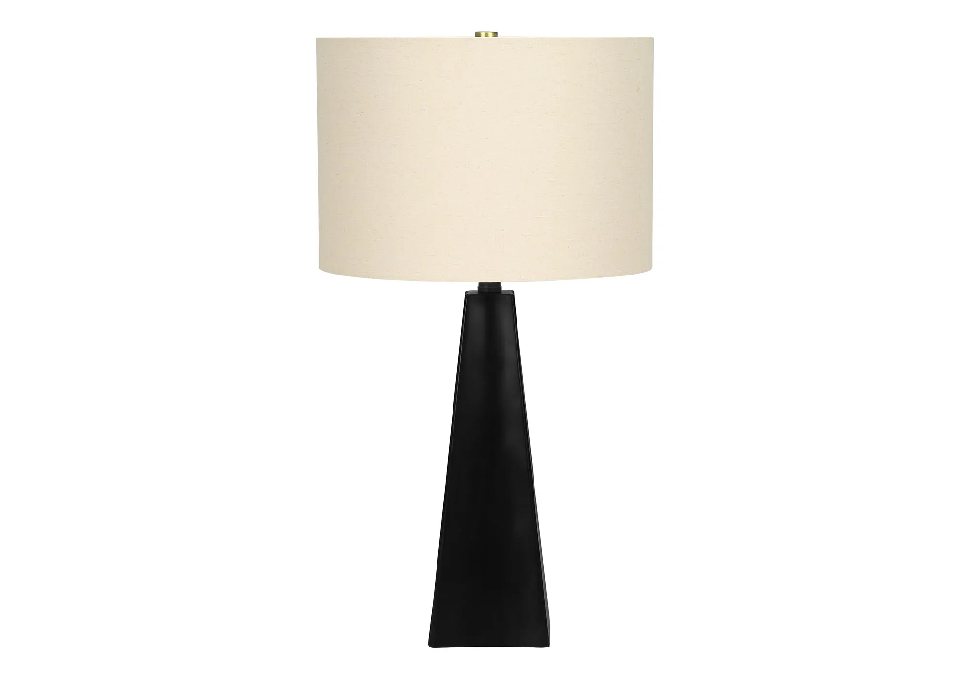 GlowLite - 27"H Black Resin Table Lamp with Beige Shade, Embrace Modern Illumination