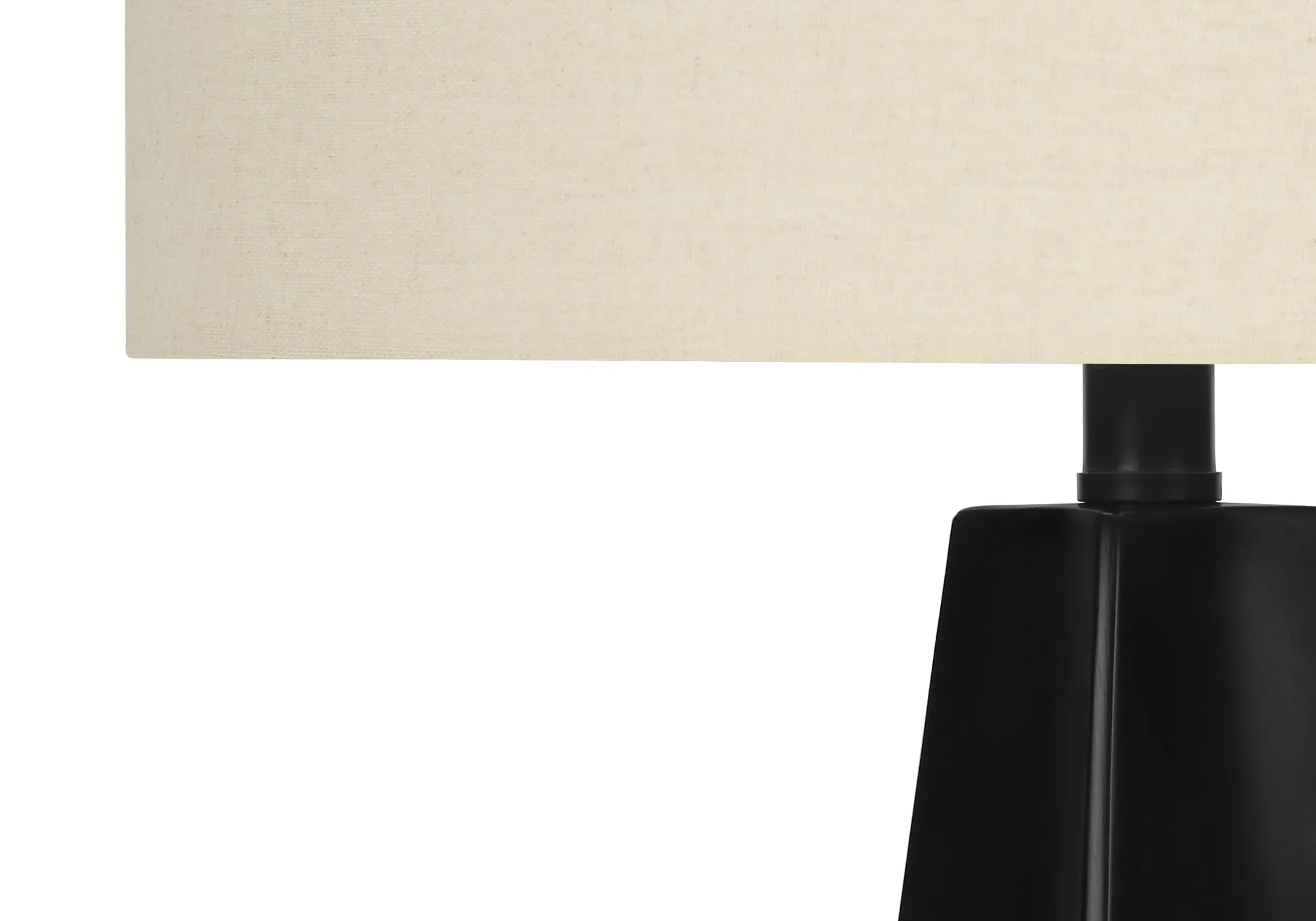 GlowLite - 27"H Black Resin Table Lamp with Beige Shade, Embrace Modern Illumination