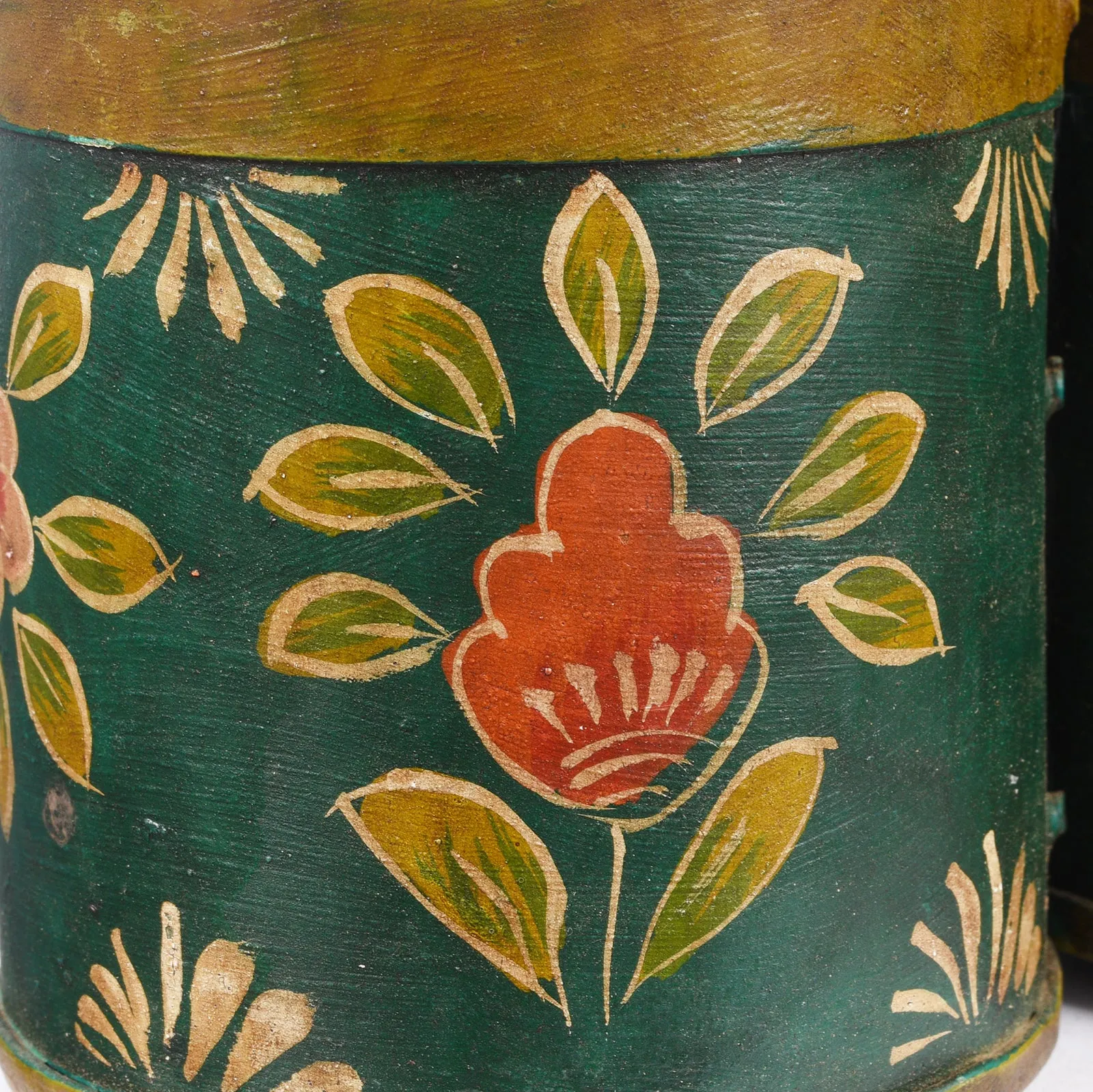 Green Floral Painted Bottle Carriers