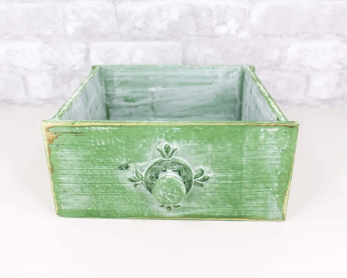 Green Rustic Wooden Drawer (Multiple Sizes)