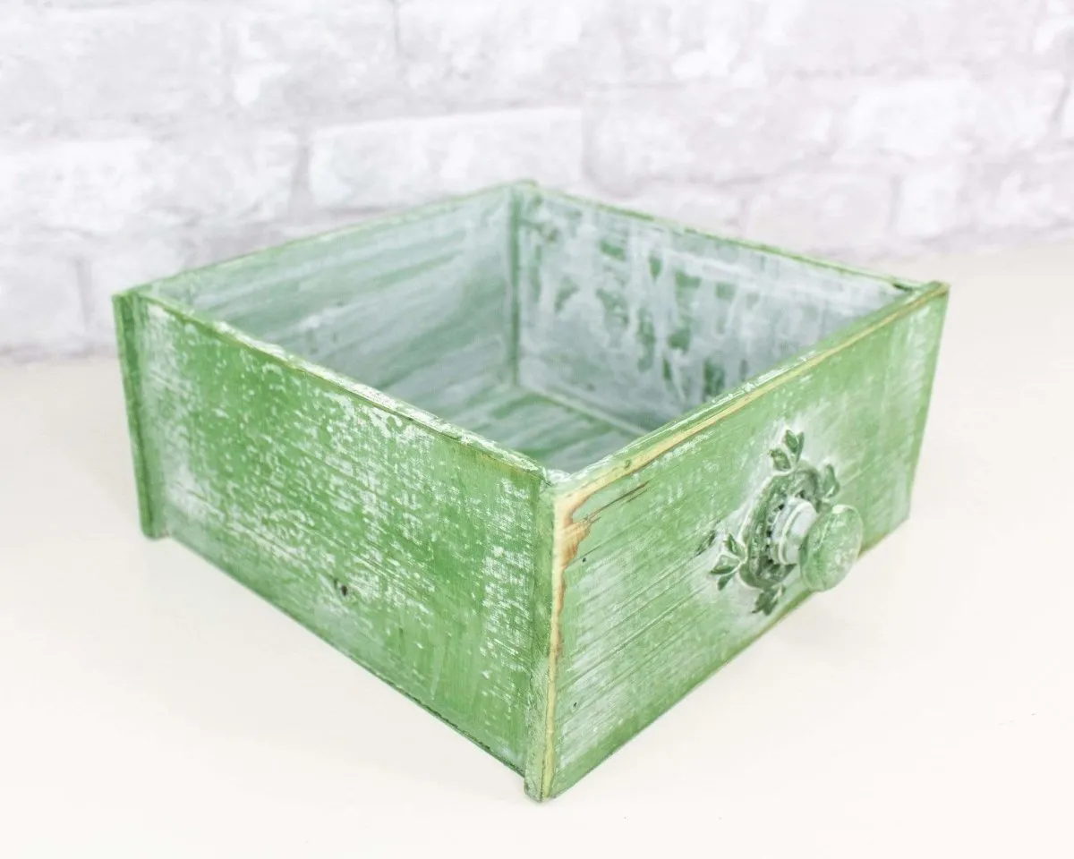 Green Rustic Wooden Drawer (Multiple Sizes)