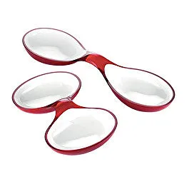 GUZZINI RED VINTAGE TWO-TONE INTERLOCKING DISHES 2pc