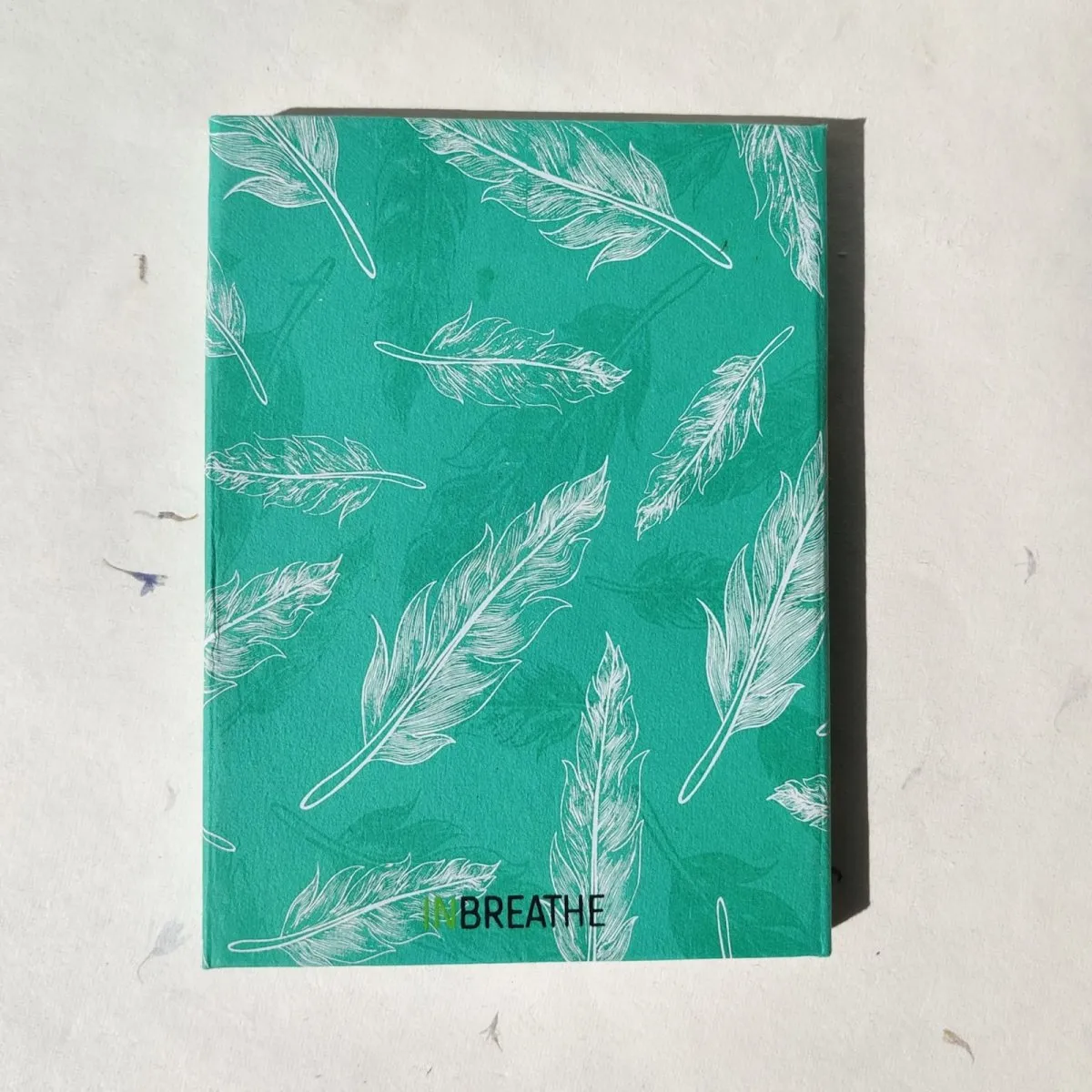 Handmade Paper Bamboo Hardcover Notebook | Feather