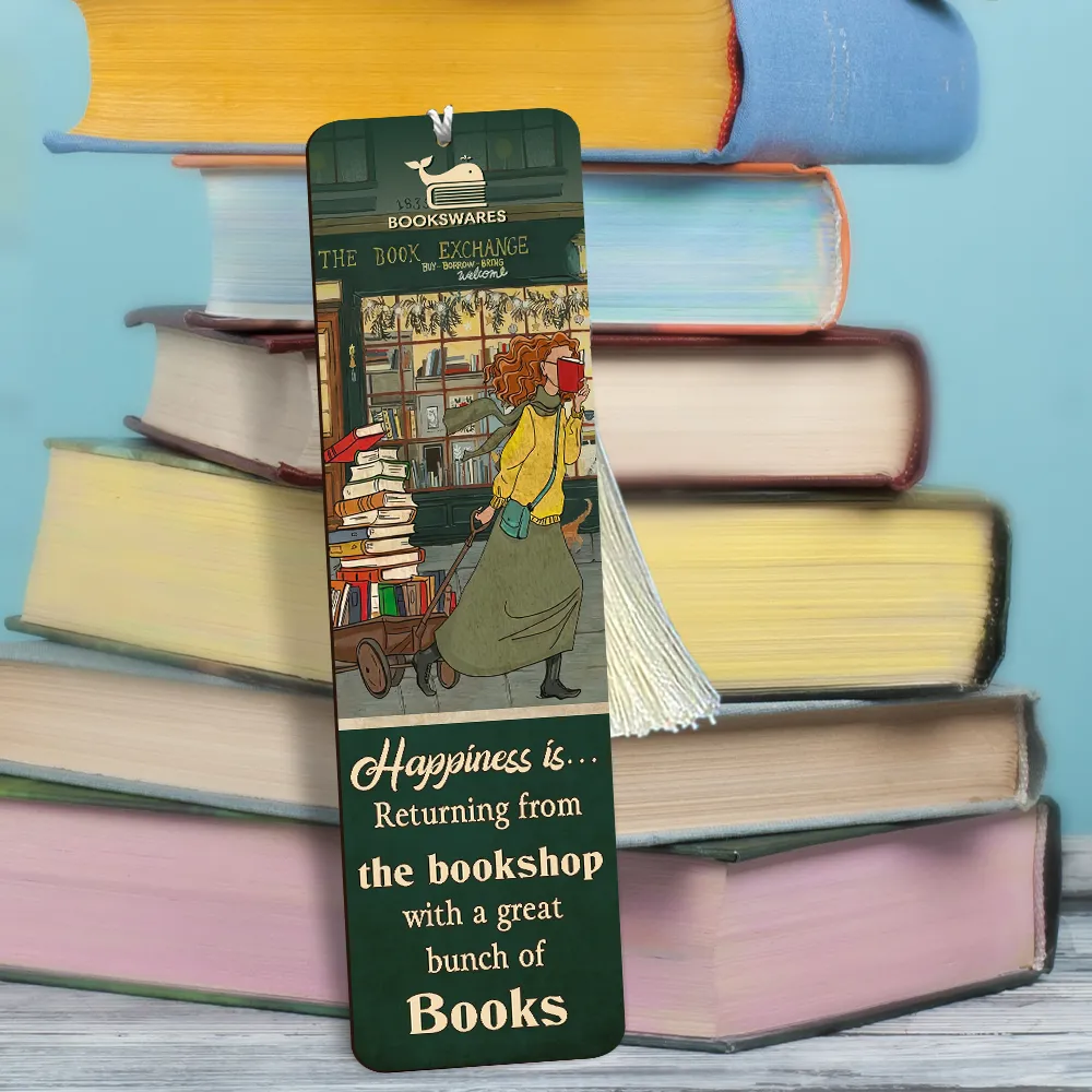 Happiness Is Returning From The Bookshop With A Great Bunch Of Books Book Lovers Gift CBM10