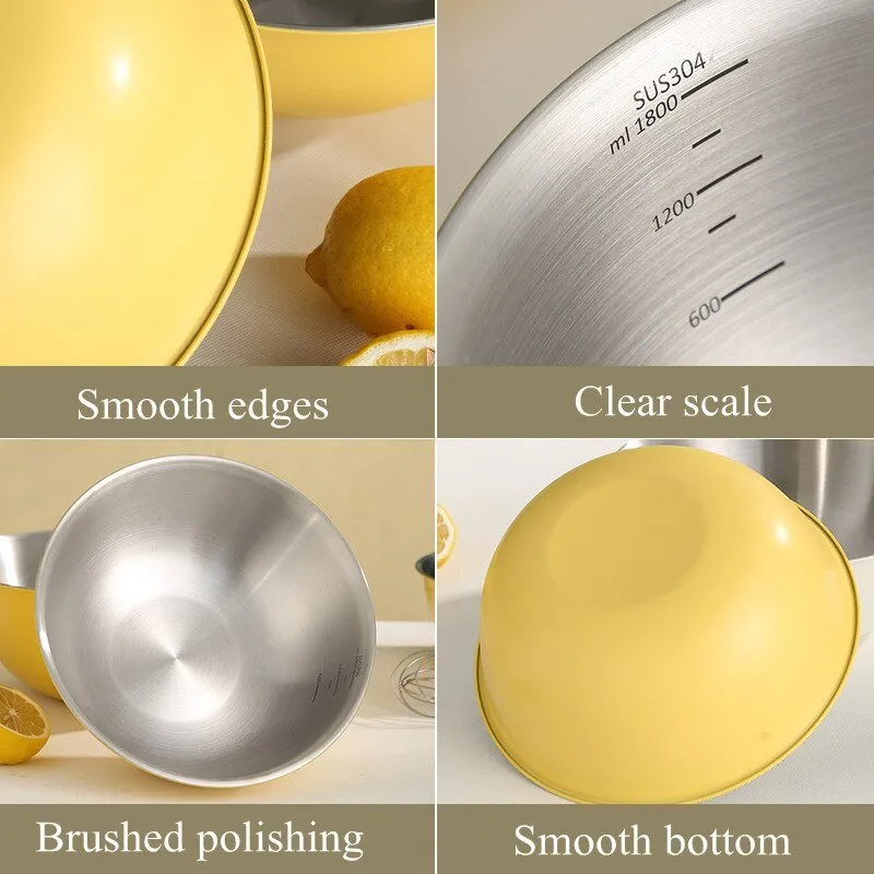 Japanese Stainless Steel Salad Bowls with Scale