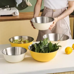 Japanese Stainless Steel Salad Bowls with Scale