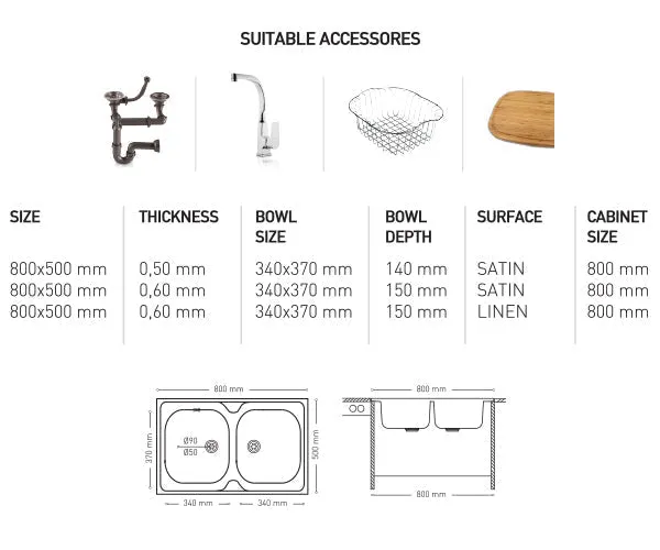 L008 LAY ON SERIES DOUBLE BOWLS KITCHEN SINK