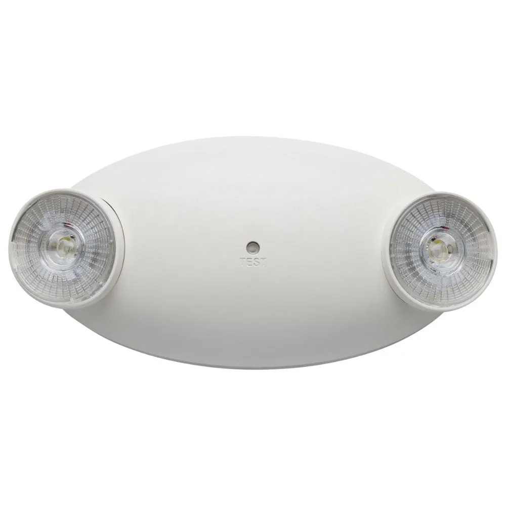 LED Emergency Light, 0.8 Watts, 2 Round Light Heads, 120-277V, White