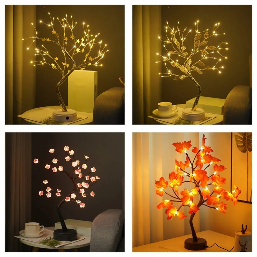 LED Table Lamp Maple Tree USB Fairy Night Lights For Christmas Wedding Parties Home Decoration