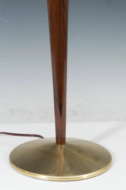 Lightolier Italian Lamp with Tapered Stem in Brass and Wood