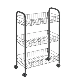 Lugano Three-Tier Rolling Cart - Black