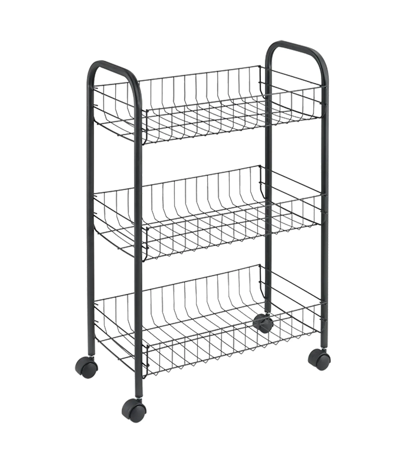 Lugano Three-Tier Rolling Cart - Black