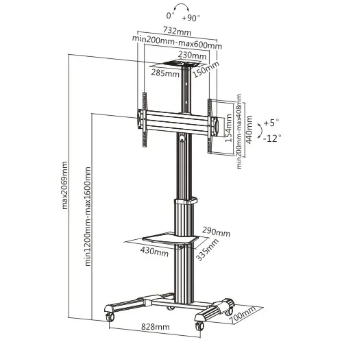 Mobile Display Stand with 90 Degree Display Rotation (L01)