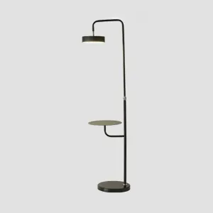 Modern Metal Swing-Arm LED Floor Lamp with Round Table - Living Room Stand Up Light