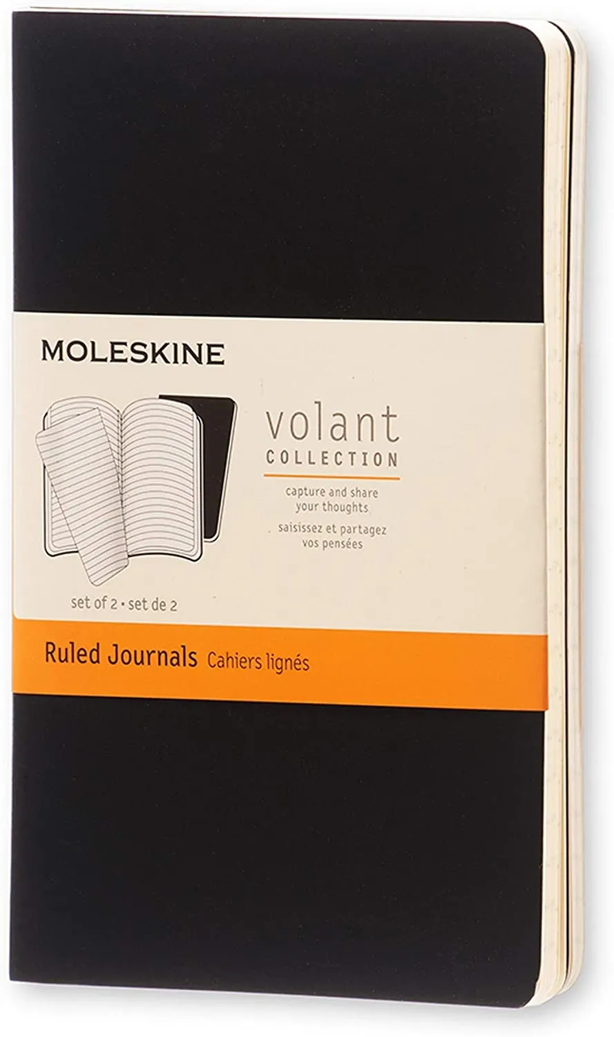 Moleskine Volant Ruled Pocket Notebook Set of 2 Black