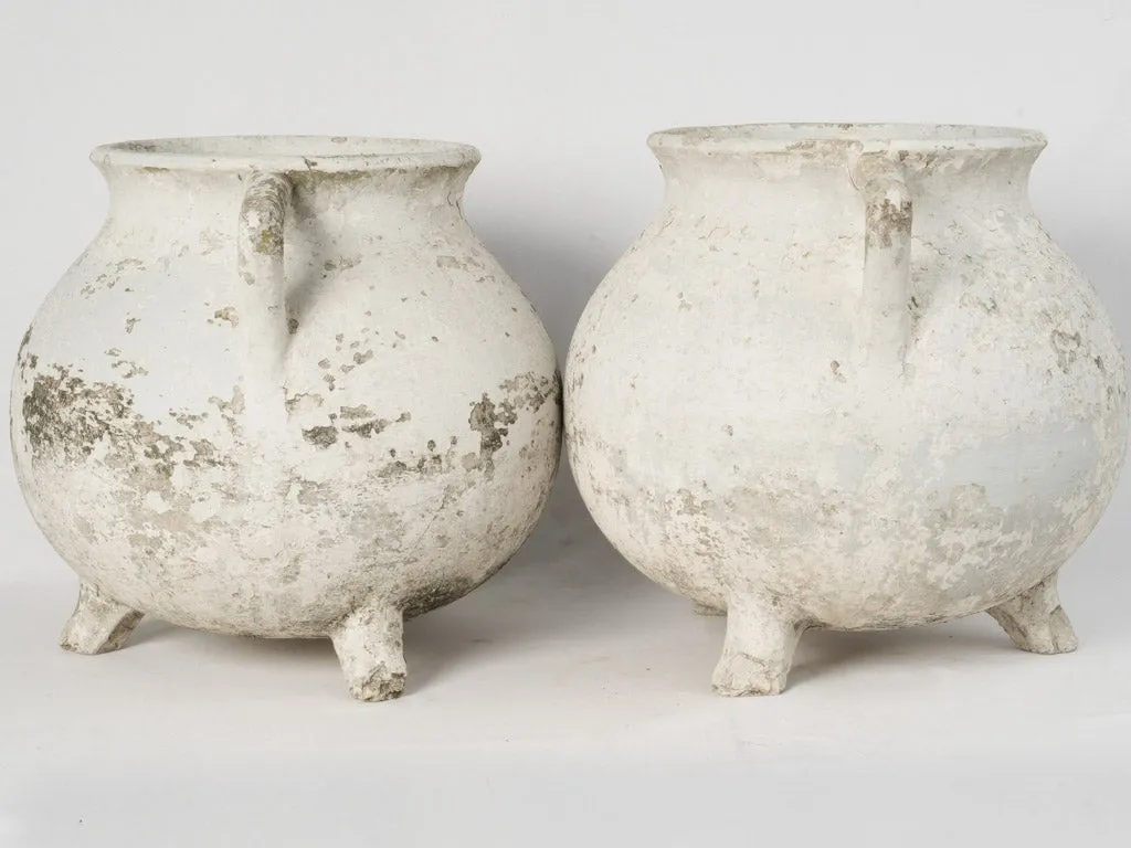 Pair of 1960s Vintage Marmite Planters with White Patina