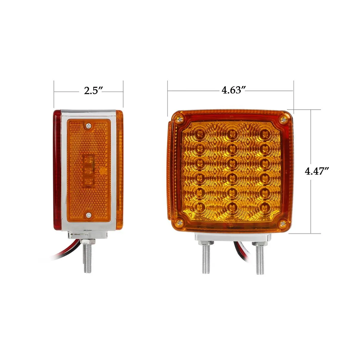 Partsam 2x Truck Trailer Square Double Face Pedestal Stop Turn Tail Light Amber / Red 39 LED for Trucks