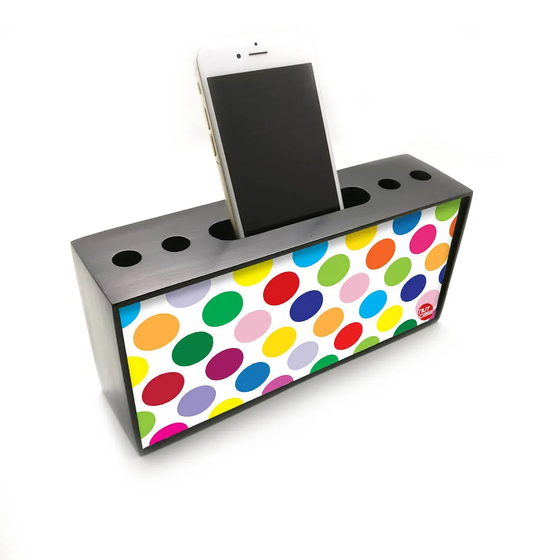 Pen Mobile Stand Holder Desk Organizer - Colorful Polka Dots