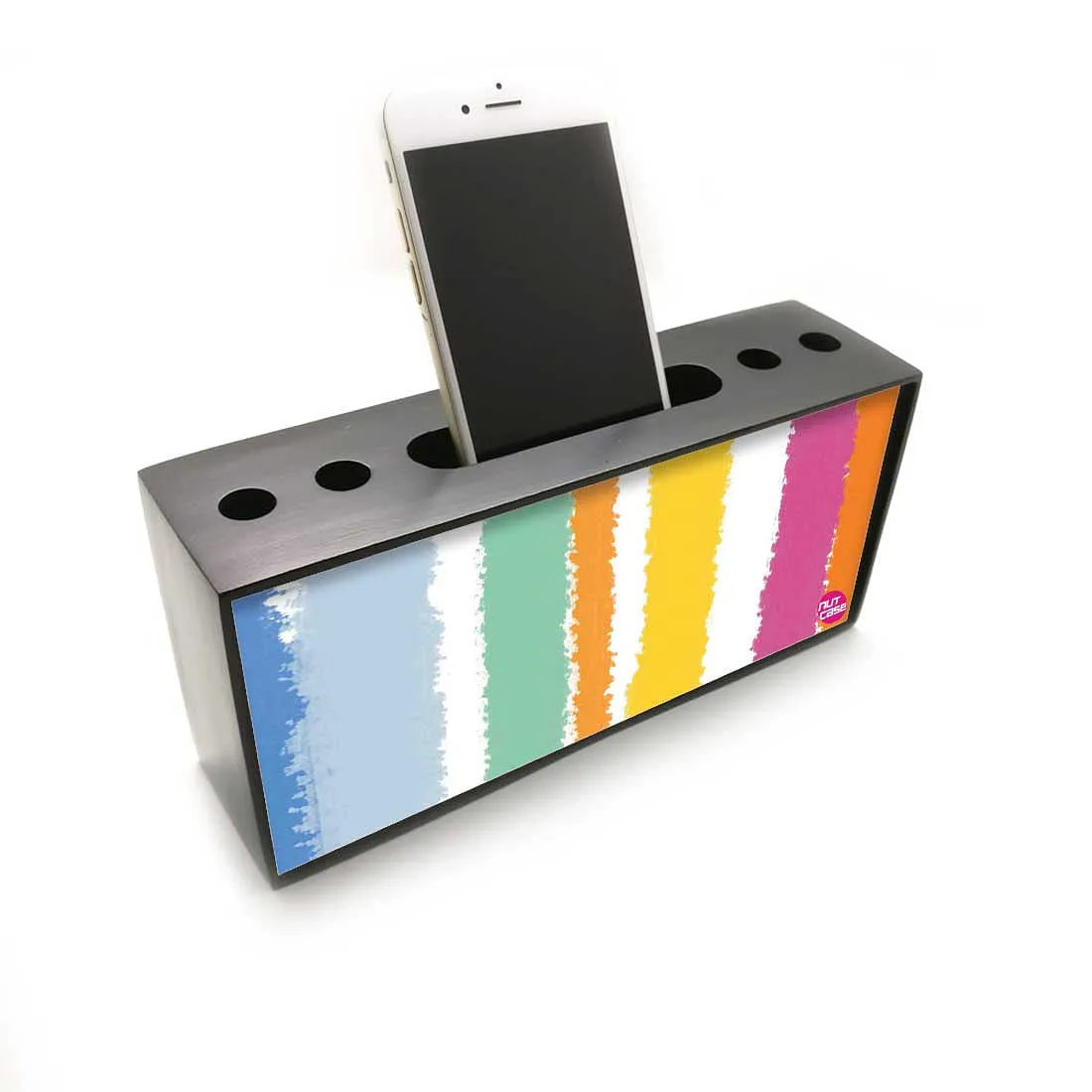 Pen Mobile Stand Holder Desk Organizer - Colorful Stripes