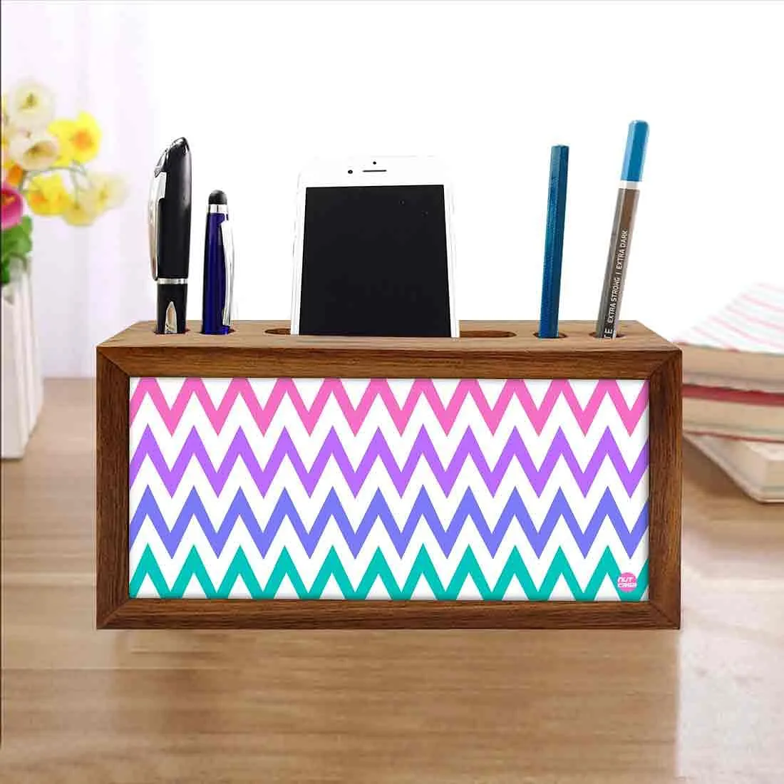 Pen Mobile Stand Holder Desk Organizer - Colorful Waves