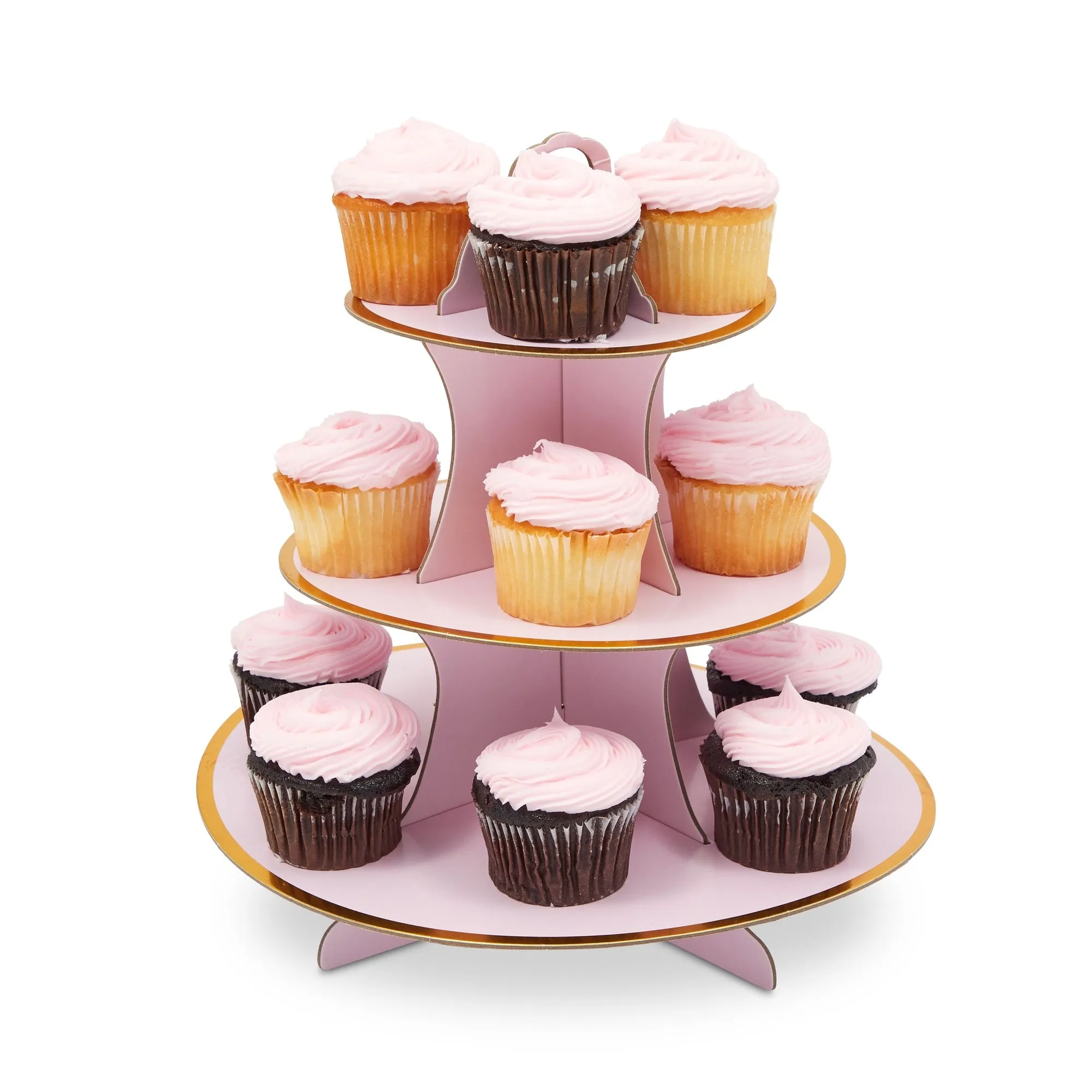 Pink 3-Tiered Cupcake Holders for Girl Baby Showers, Birthday Party (3 pack)