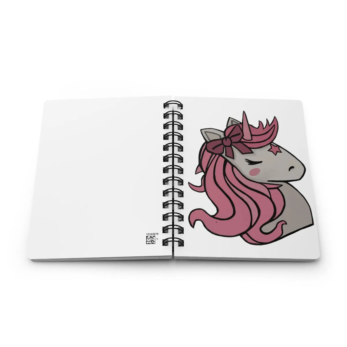 Pink Hair Unicorn Head Spiral Bound Journal