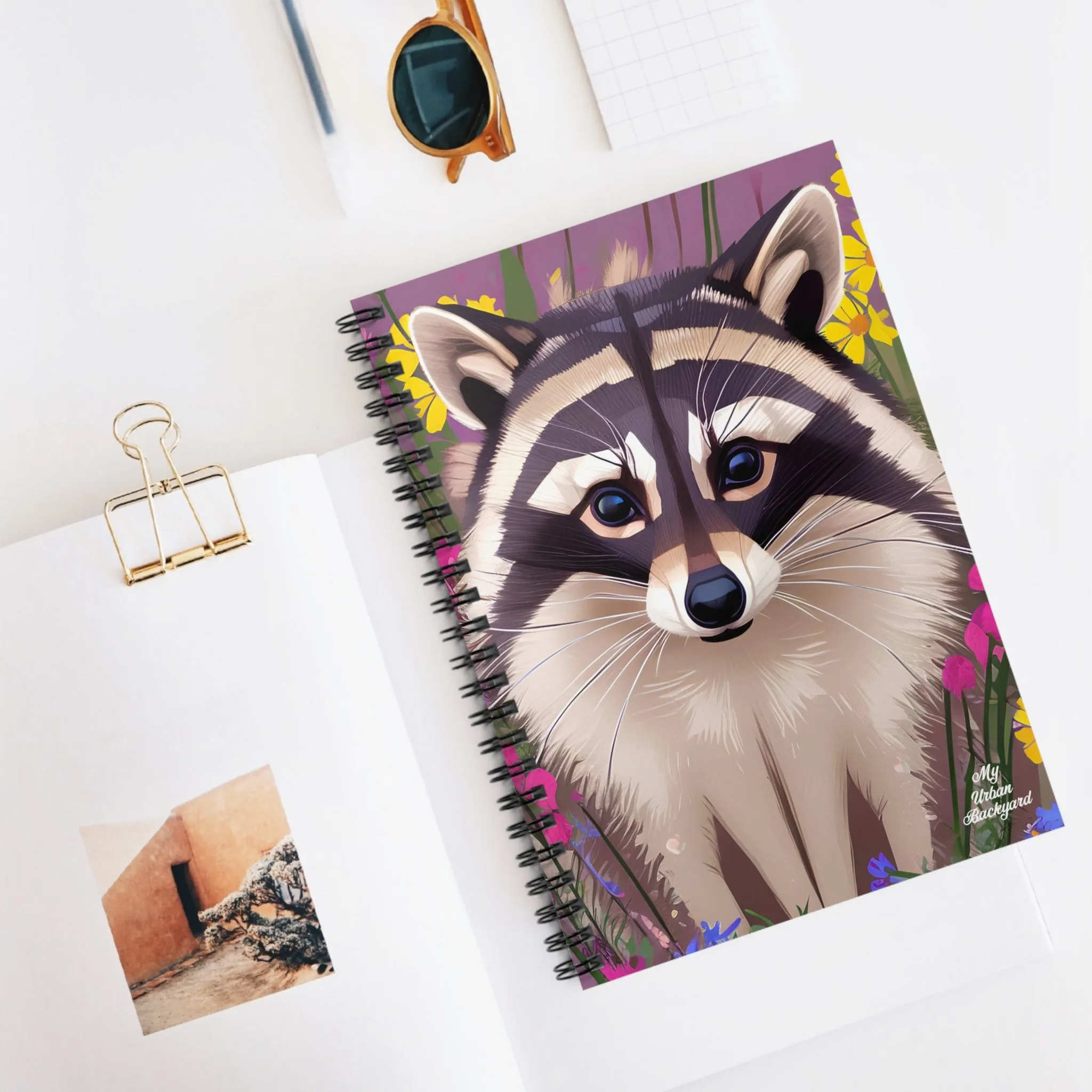 Raccoon with Wildflowers, Spiral Notebook Journal - Write in Style