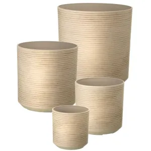 Regency International Fiber Resin Carved Cylinder Planter 9-17"T, Set of 4